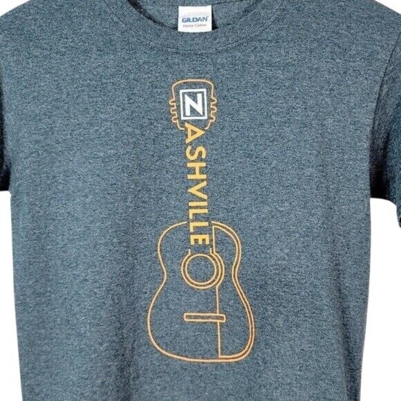 2/$15 Kids Nashville T Shirt Gray Medium Short Sleeve Unisex Guitar Souvenir - Picture 2 of 6